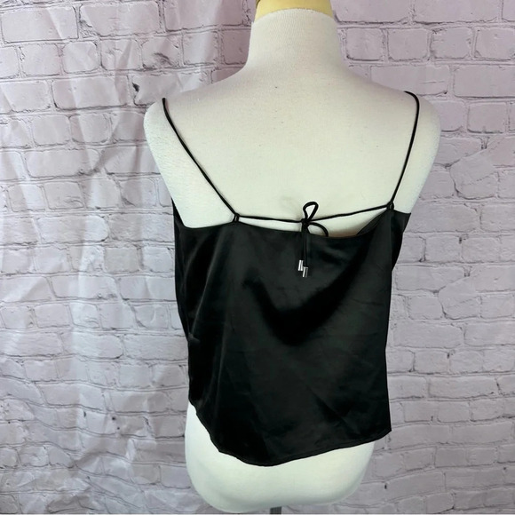 kimchi blue black satin slip top sz medium straps tie in back - Picture 3 of 7